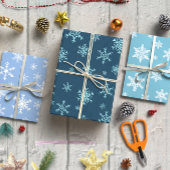 Blue Snowflakes Weihnachts-Set 3 Geschenkpapier Set