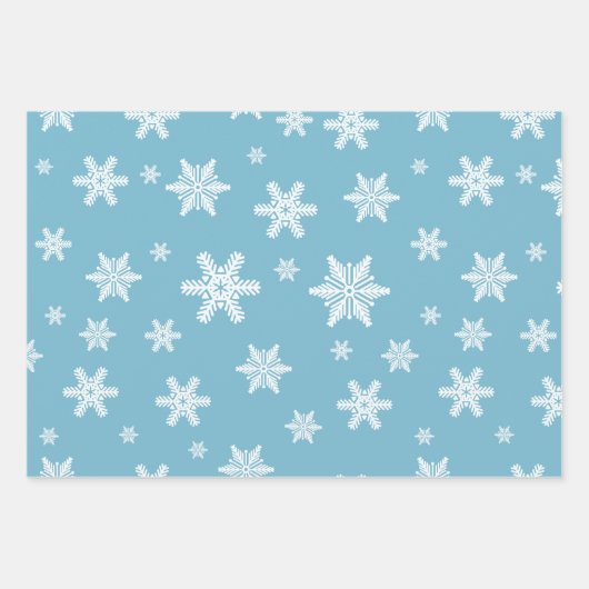 Blue Snowflakes Weihnachts-Set 3 Geschenkpapier Set (Vorderseite 2)
