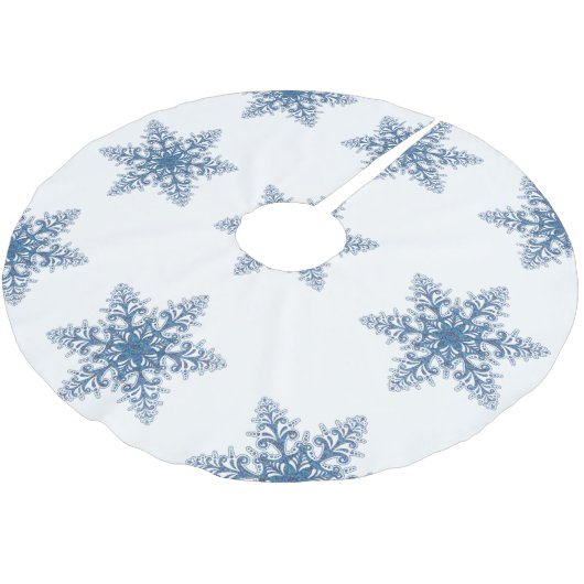 Blue Snowflakes Weihnachtsbaumrock Polyester Weihnachtsbaumdecke (Schrägansicht)