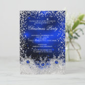Blue Snowflakes Weihnachtsfeier Einladung (Stehend Vorderseite)