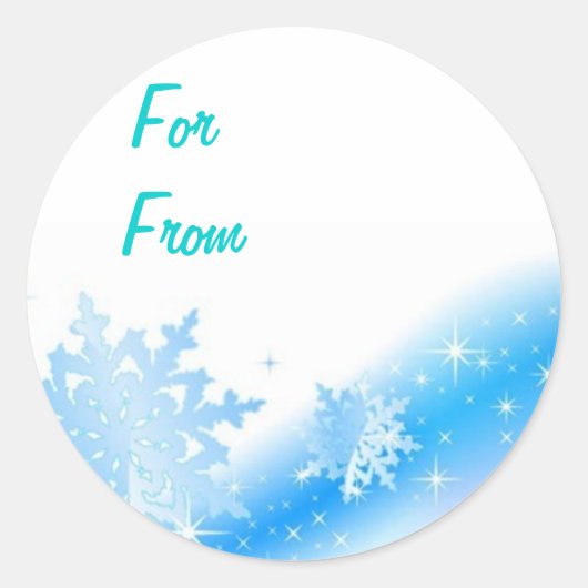 Blue Snowflakes Weihnachtsgeschenk Name Sticker (Vorderseite)