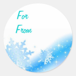 Blue Snowflakes Weihnachtsgeschenk Name Sticker