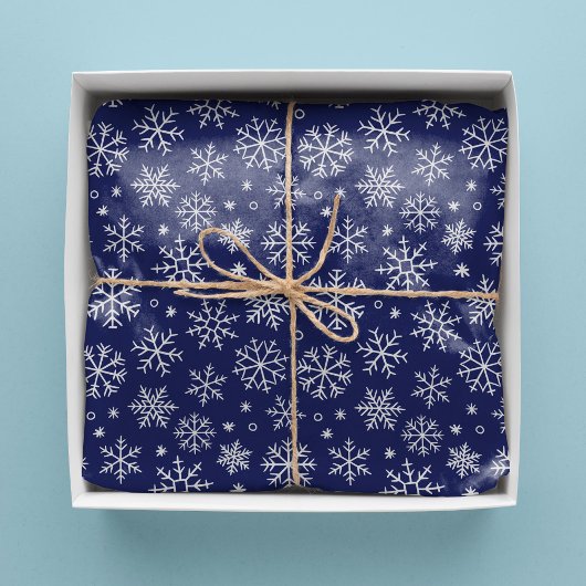 Blue Snowflakes Weihnachtsmuster Seidenpapier