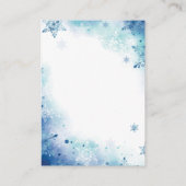 Blue Snowflakes Winter Baby Dusche Display Dusche Begleitkarte (Rückseite)