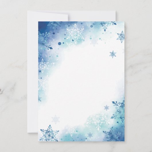 Blue Snowflakes Winter Bridal Dusche Einladung (Rückseite)