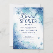 Blue Snowflakes Winter Bridal Dusche Einladung (Vorderseite)