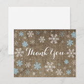 Blue Snowflakes Winter Burlap Danke Karte (Vorne/Hinten)