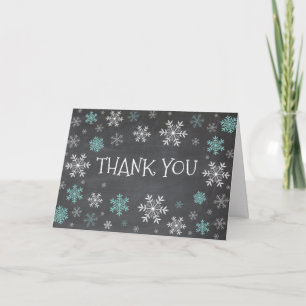 Blue Snowflakes Winter Chalkboard Danke Karte