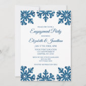 Blue Snowflakes Winter Engagement Party Einladung (Vorderseite)