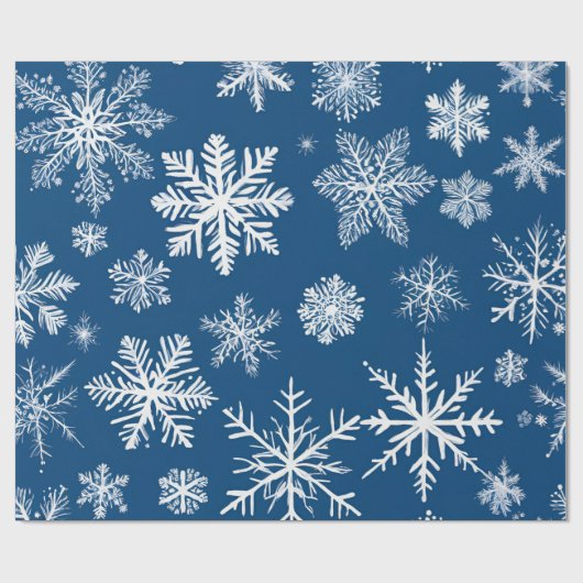 Blue Snowflakes Winter Geschenkpapier (Flach)