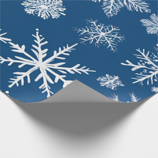 Blue Snowflakes Winter Geschenkpapier (Ecke)