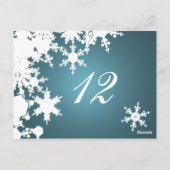 Blue Snowflakes Winter Hochzeitstisch Sitzkarte Postkarte (Rückseite)