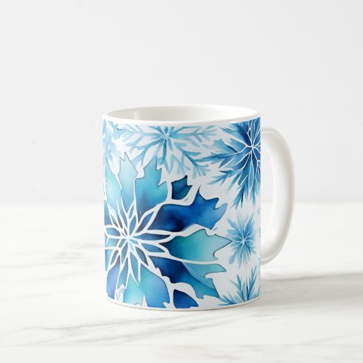 Blue Snowflakes Winter magic wart Kaffeetasse (VorderseiteRechts)