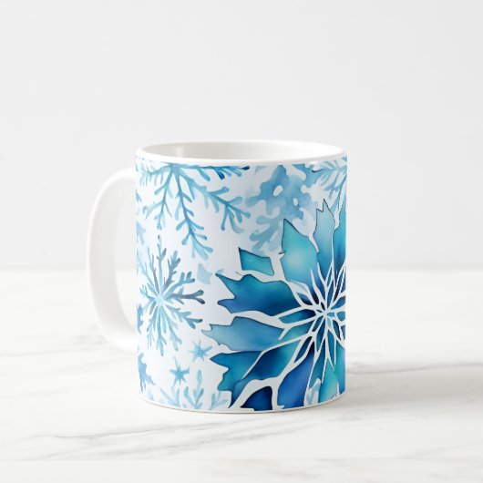 Blue Snowflakes Winter magic wart Kaffeetasse (Vorderseite Links)