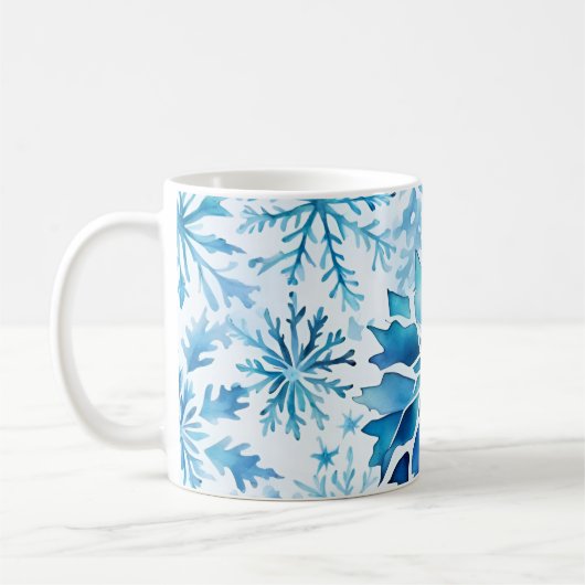 Blue Snowflakes Winter magic wart Kaffeetasse (Links)