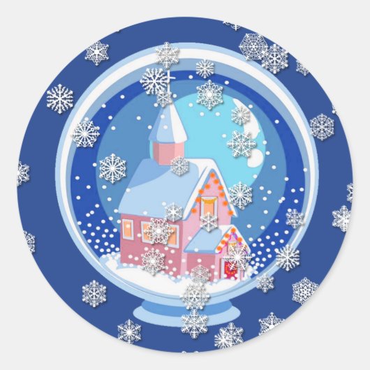 Blue Snowglobe Sticker (Vorderseite)