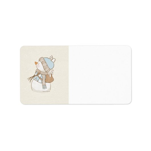 Blue Snowman Address Labels Adressaufkleber (Vorne)