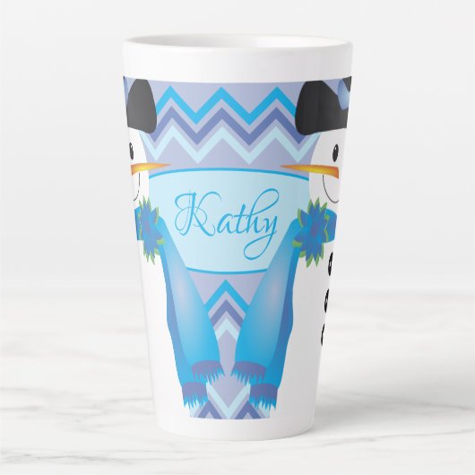 Blue Snowman Art Milchtasse (Vorderseite)