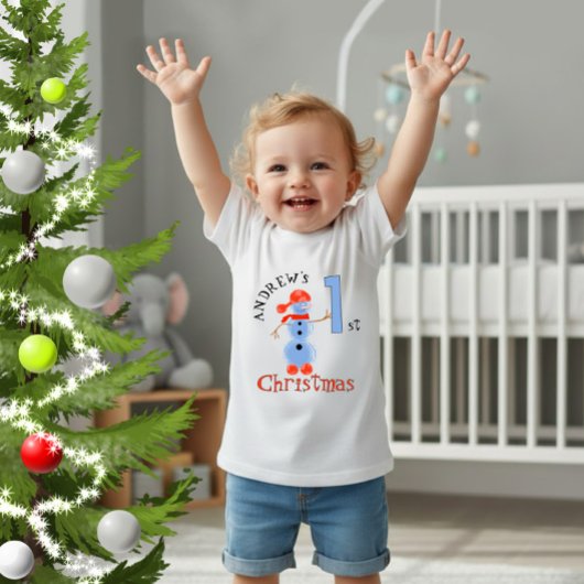 Blue snowman baby t-shirt
