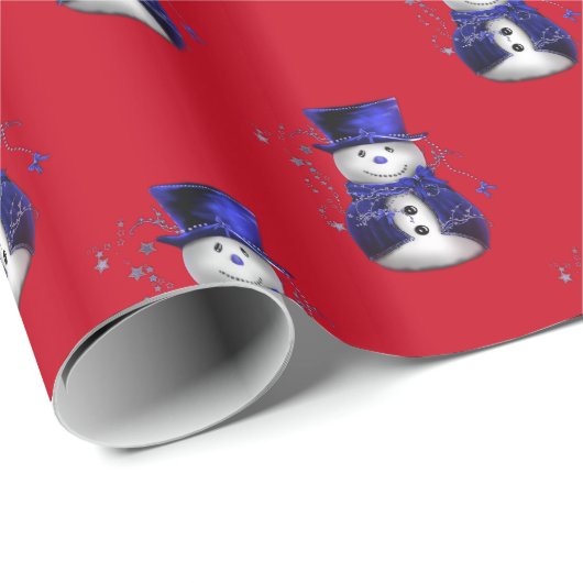 Blue Snowman Christmas Geschenkpapier (Rolleneckpunkt)