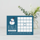 Blue Snowman, Christmas Party Bingo Einladung (Stehend Vorderseite)