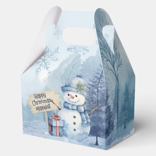 Blue Snowman Christmas Party Boxes Geschenkschachtel (Vorderseite)