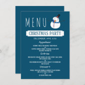 Blue Snowman, Christmas Party Menu Einladung (Vorne/Hinten)