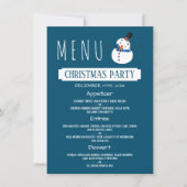 Blue Snowman, Christmas Party Menu Einladung (Vorderseite)