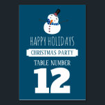 Blue Snowman, Christmas Party Table No. Tischnummer<br><div class="desc">Diese Blue Snowman, Weihnachts-Party Tischnummer Cards sind perfekt für jeden, der ein fröhliches und fröhliches Ereignis veranstaltet. Diese Tischkarten eignen sich hervorragend für Partys, Restaurants oder ein besonderes Essen für Familien und Freunde. Das Snowman-Design kann leicht personalisiert werden und ist die perfekte Tischkarte für jedes festliche Party, einschließlich Verlobungen, Geburtstage,...</div>