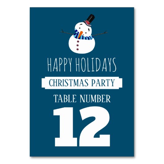 Blue Snowman, Christmas Party Table No. Tischnummer (Rückseite)