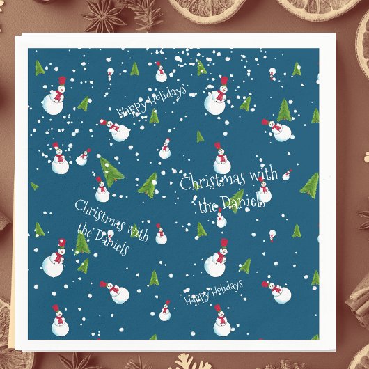 Blue Snowman Christmas Personalisiert Serviette