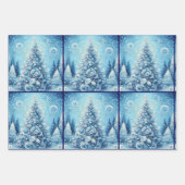 Blue Snowman Christmas Tree Baubles Decoupage Geschenkpapier Set (Vorderseite 3)
