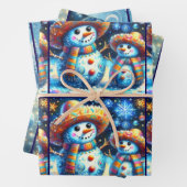 Blue Snowman Christmas Tree Baubles Decoupage Geschenkpapier Set (Beispiel)