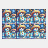Blue Snowman Christmas Tree Baubles Decoupage Geschenkpapier Set (Vorderseite)