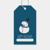Blue Snowman, Happy Holidays Geschenkanhänger (Vorderseite)