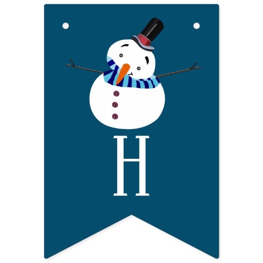 Blue Snowman, Happy Holidays Wimpelkette (Zweite Fahne)