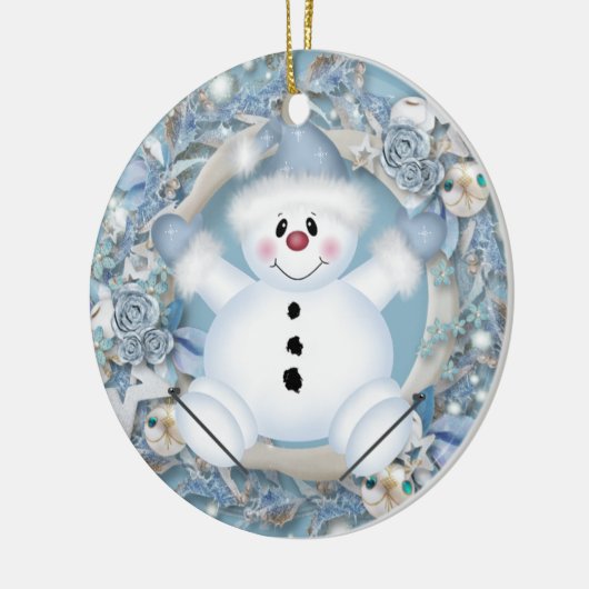 Blue Snowman Keramik Ornament (Links)