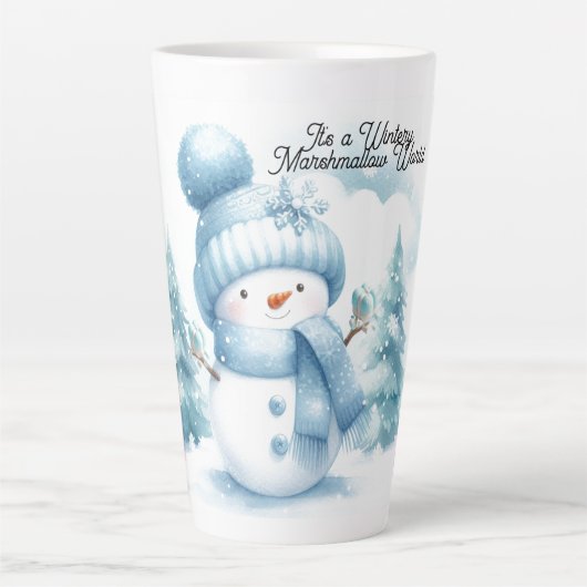 Blue Snowman Marshmallow World Milchtasse (Vorderseite)