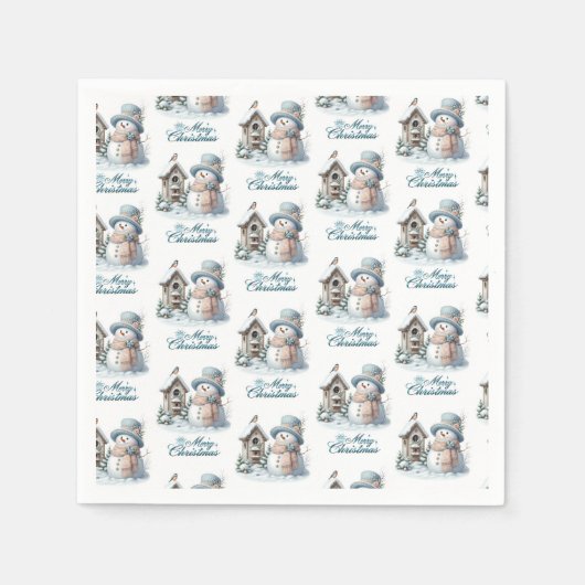 Blue Snowman Napkin Serviette (Vorderseite)