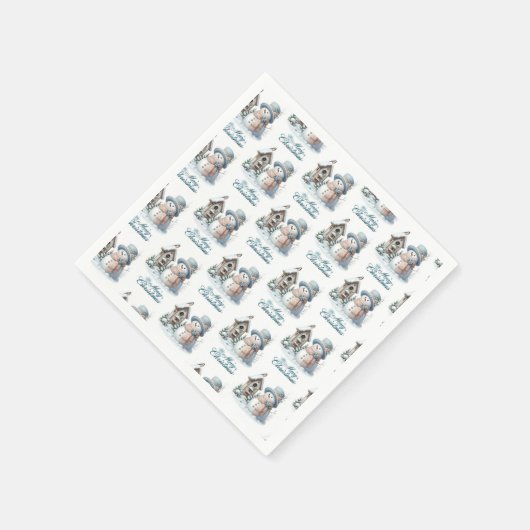 Blue Snowman Napkin Serviette (Ecke)
