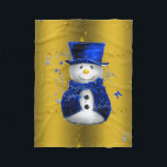 Blue Snowman on Gold Christmas Fleecedecke<br><div class="desc">Ein niedliches und buntes Weihnachtsmuster mit Schneemännern in blauen Samthut und Westen, auf festlichem goldenen Hintergrund mit goldenen Sternen, um eine stilvolle und skurrile Touch zu Ihren Weihnachtsdekorationen in diesem Jahr hinzuzufügen.</div>