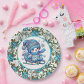 Blue Snowman Pappteller (Party)