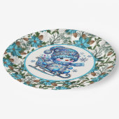 Blue Snowman Pappteller (Schrägansicht)