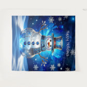 Blue Snowman Snowflakes Holiday Backdrop Wandteppich (Vorderseite (Horizontal))