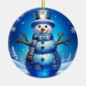 Blue Snowman Snowflakes Holiday Ornament (Vorne)