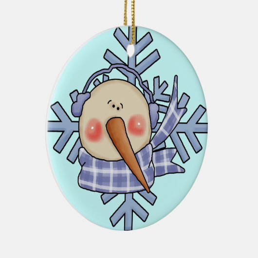 Blue Snowman Snowflakes Holiday Ornament (Rechts)