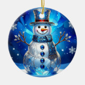 Blue Snowman Snowflakes Holiday Ornament (Vorne)