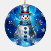 Blue Snowman Snowflakes Holiday Ornament (Hinten)