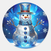 Blue Snowman Snowflakes Holiday Sticker (Vorderseite)