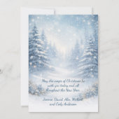 Blue Snowman Trees From Our House to Yours | Einladung (Rückseite)